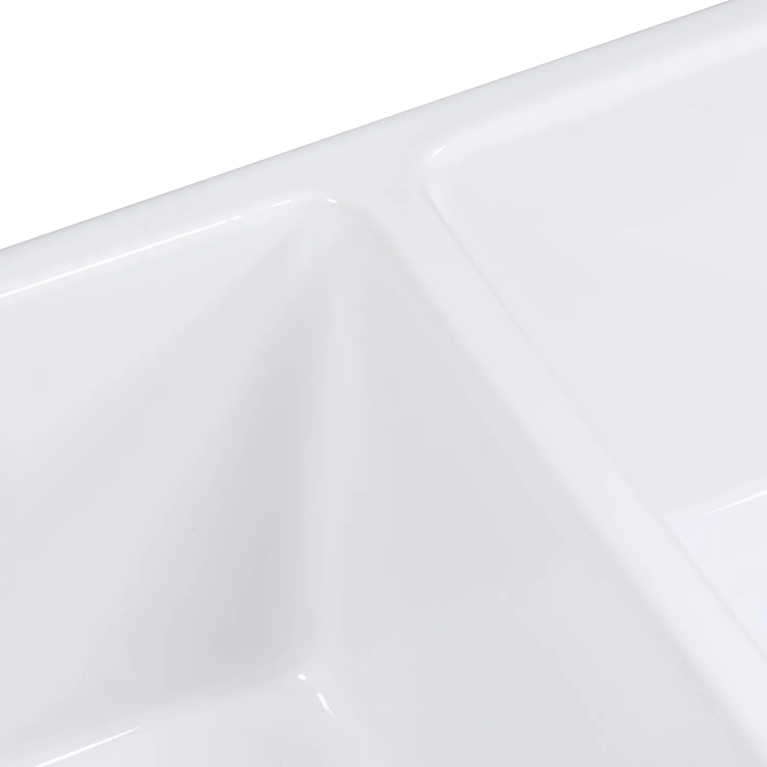 Discount 33 x 18" Fireclay Farmhouse Apron-Front Double Bowl Kitchen Sink in White Double Bowl Sinks|Apron Front / Farmhouse Sinks