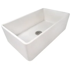 New 33 x 20" Fireclay Reversible Farmhouse Distressed Finish Apron-Front Kitchen Sink - Crackled White Single Bowl Sinks|Apron Front / Farmhouse Sinks