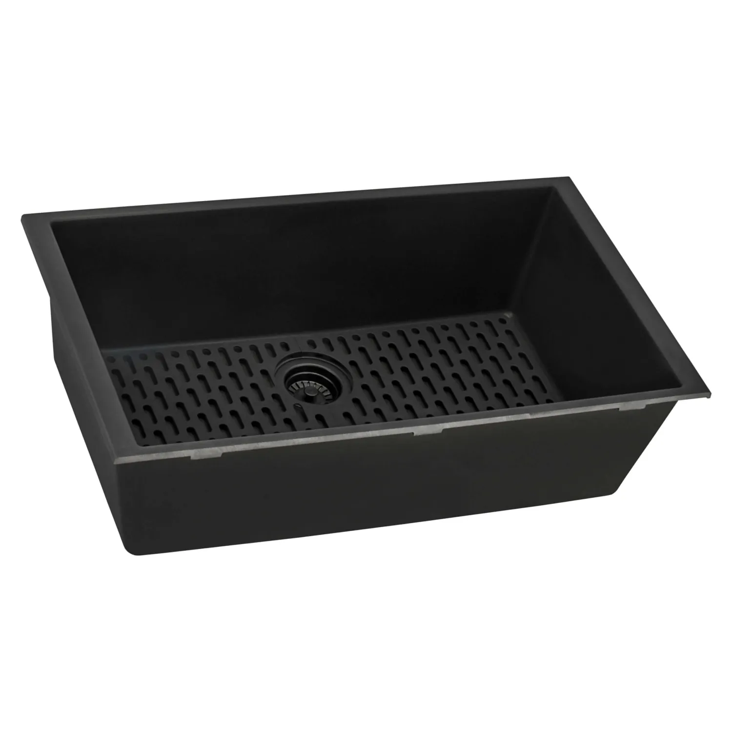 Hot 33" x 19" Granite Composite Undermount Single Bowl Kitchen Sink - Midnight Black Workstation Sinks|Undermount Sinks