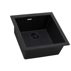 17" x 17" Granite Composite Undermount Single Bowl Prep Sink | Midnight Black Undermount Sinks|Composite & Quartz Sinks