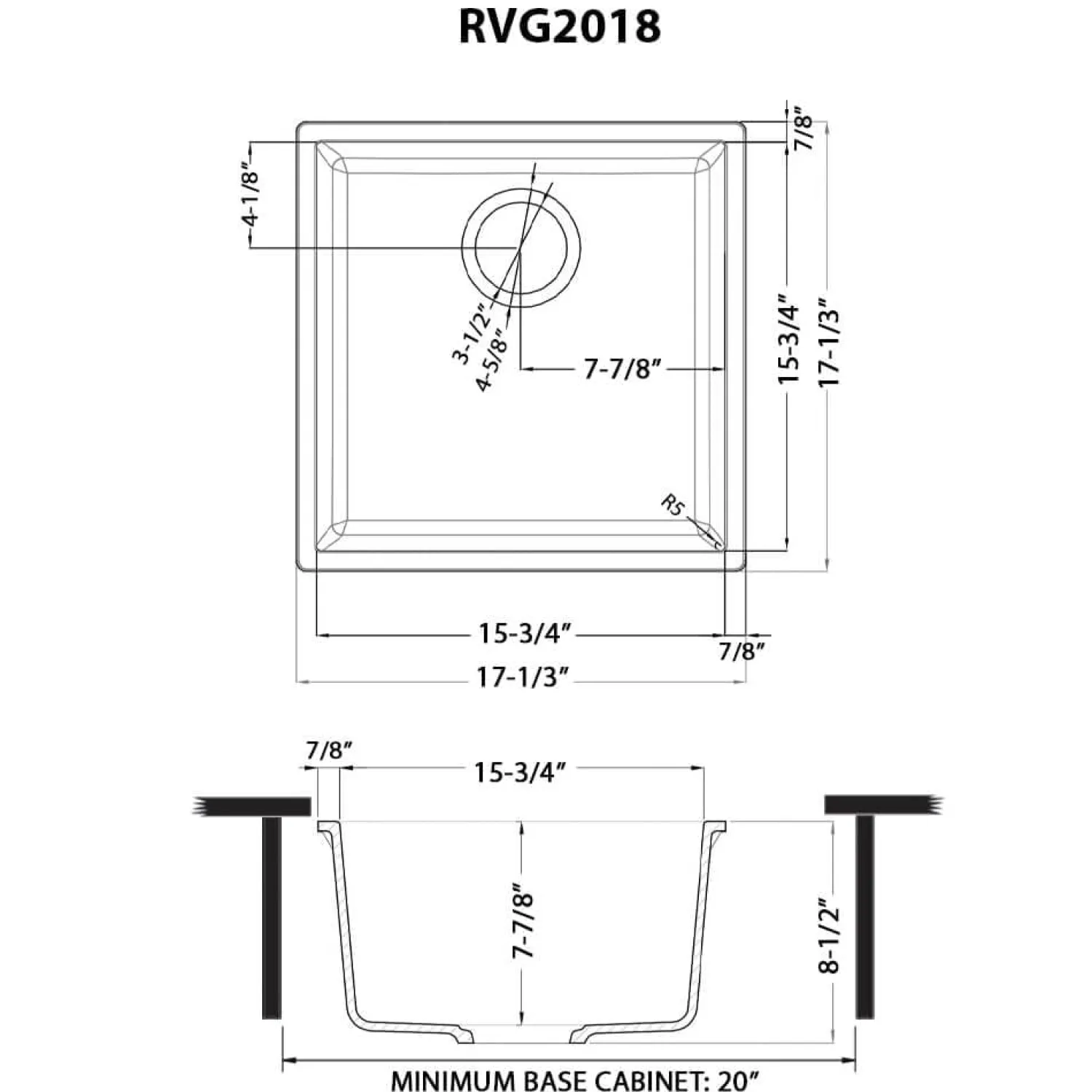 17" x 17" Granite Composite Undermount Single Bowl Prep Sink | Midnight Black Undermount Sinks|Composite & Quartz Sinks