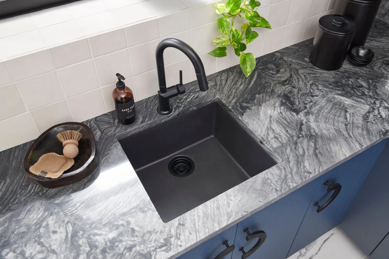 17" x 17" Granite Composite Undermount Single Bowl Prep Sink | Midnight Black Undermount Sinks|Composite & Quartz Sinks