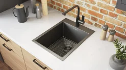 Discount 15" x 20" Gunmetal Topmount Bar Prep Sink Gunmetal, Brass, & Gold|Sinks For Tight Spaces