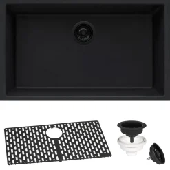 Best 30 x 18 inch Granite Composite Undermount Single Bowl Kitchen Sink RVG2030 Single Bowl Sinks|Undermount Sinks