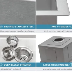 Clearance 21" x 20" Marine Grade T-316 Stainless Outdoor Topmount Workstation Sink Drop-In / Top Mount Sinks|Sinks For Tight Spaces