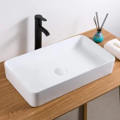 Outlet 24" x 16" Rectangular Bathroom Vessel Sink in White Above Counter / Vessel Sinks