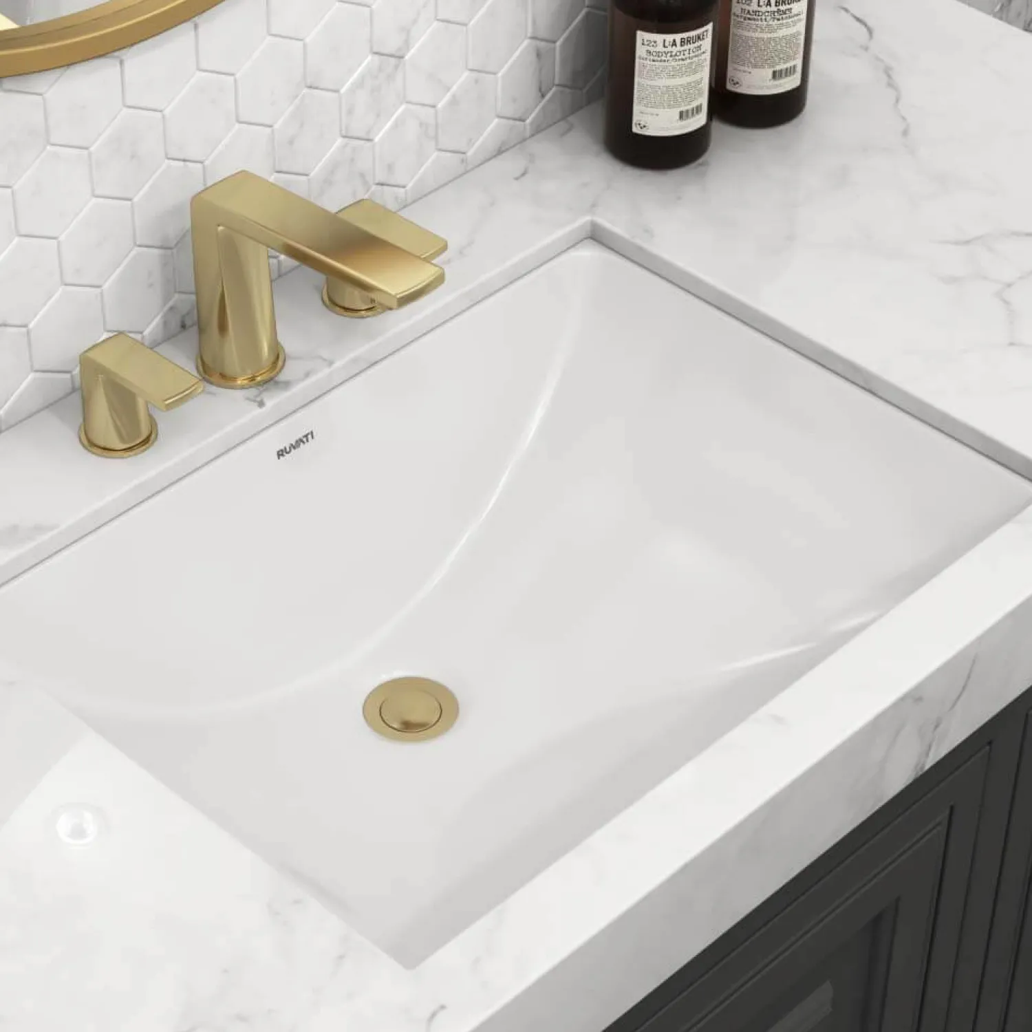 Online 21" x 15" Rectangular Undermount Bathroom Sink in White Undermount