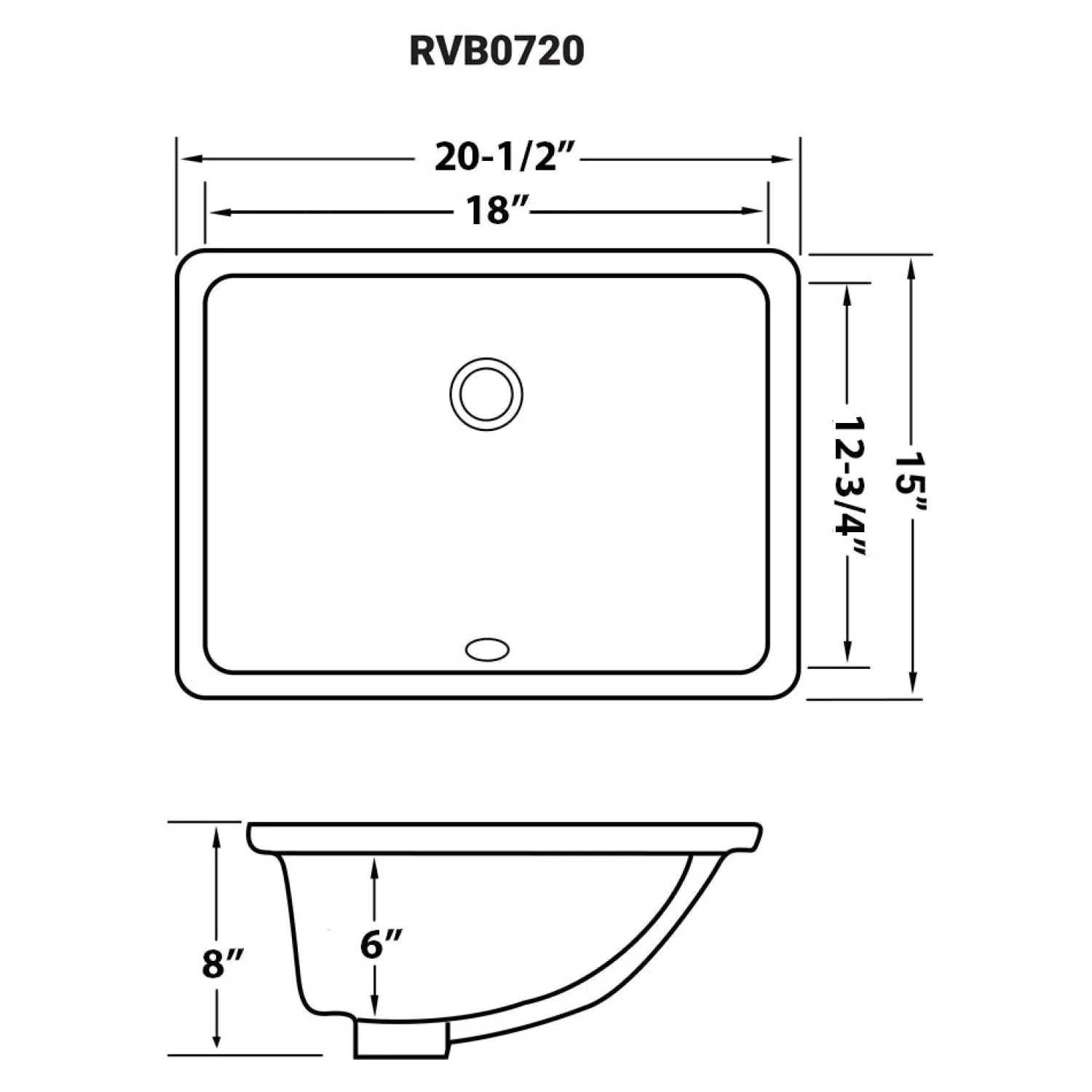 Online 21" x 15" Rectangular Undermount Bathroom Sink in White Undermount
