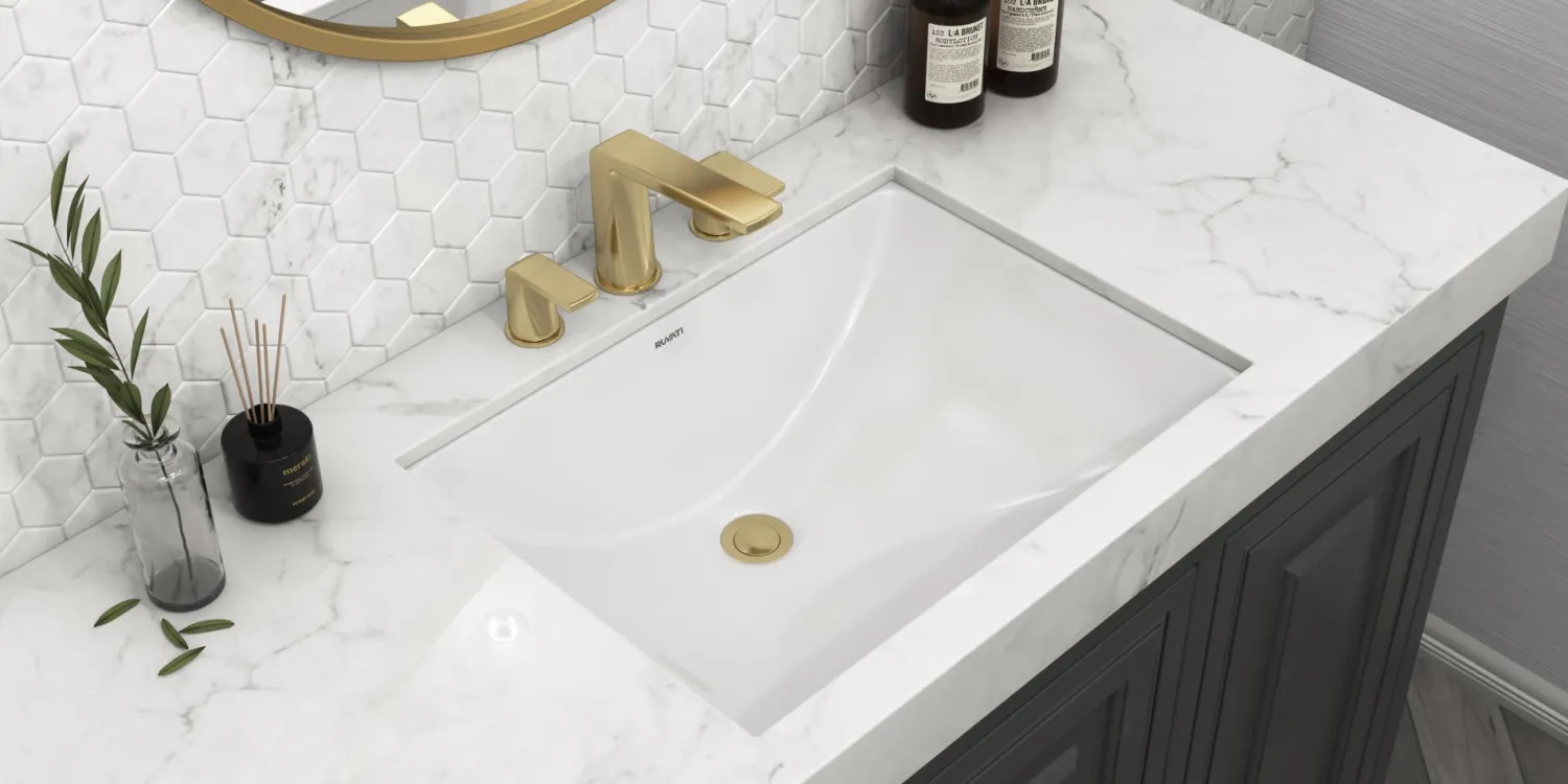 Online 21" x 15" Rectangular Undermount Bathroom Sink in White Undermount