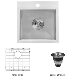 15 x 15" Topmount 16 Gauge Stainless Steel Single Bowl Bar Prep Sink Bar / Prep Sinks