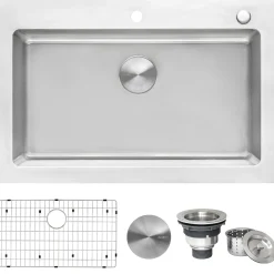 New 33" x 22" Topmount 16 Gauge Stainless Steel Kitchen Sink Drop-In / Top Mount Sinks|Stainless Steel Sinks