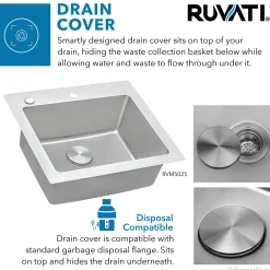 Hot 25" x 22" Topmount 16 Gauge Stainless Steel Kitchen Sink Drop-In / Top Mount Sinks|Stainless Steel Sinks
