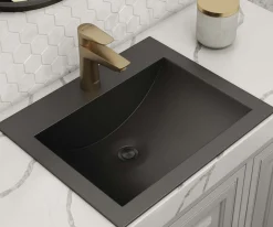 21" x 17" Topmount Gunmetal Stainless Steel Bathroom Sink Stainless Steel Sinks|Drop-In / Top Mount Sinks