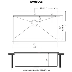 Clearance 33" x 22" Topmount Workstation Gunmetal Stainless Kitchen Sink Drop-In / Top Mount Sinks|Single Bowl Sinks