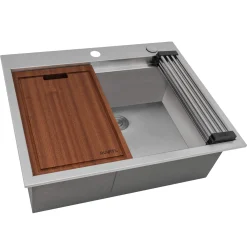 Hot 25" x 20" Topmount Workstation Kitchen Sink Drop-In / Top Mount Sinks|Sinks For Tight Spaces