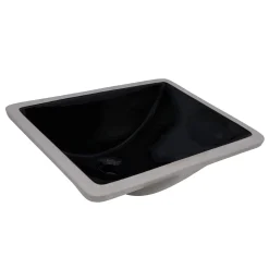 Sale 21" x 15" Undermount Bathroom Sink Black Rectangular Porcelain Ceramic with Overflow Undermount