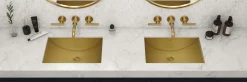 20" x 14" Undermount Brushed Gold Rectangular Stainless Steel Bathroom Sink Undermount|Gunmetal, Brass, & Gold