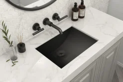 Outlet 20" x 14" Undermount Gunmetal Rectangular Stainless Steel Bathroom Sink Undermount|Gunmetal, Brass, & Gold