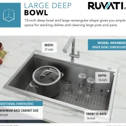 Best 33 x 22" Workstation Ledge Drop-in Tight Radius 16 Gauge Stainless Steel Single Bowl Kitchen Sink Drop-In / Top Mount Sinks|Stainless Steel Sinks