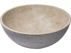 Hot Small Vessel Sink Bowl in Polished Penny Grey Marble Above Counter / Vessel Sinks
