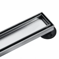 Outlet 60" Stainless Steel Linear Shower Drain with Tile Insert & Flat Grate in Brushed Nickel Shower Drains
