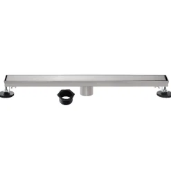 Outlet 48" Stainless Steel Linear Shower Drain with Tile Insert & Flat Grate in Brushed Nickel Shower Drains