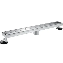 Clearance 28" Stainless Steel Linear Shower Drain with Tile Insert & Flat Grate in Brushed Nickel Shower Drains