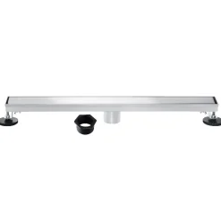 Outlet 28" Stainless Steel Linear Shower Drain with Tile Insert & Flat Grate in Chrome Shower Drains