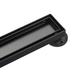 Best 28" Stainless Steel Linear Shower Drain with Tile Insert & Flat Grate in Matte Black Shower Drains