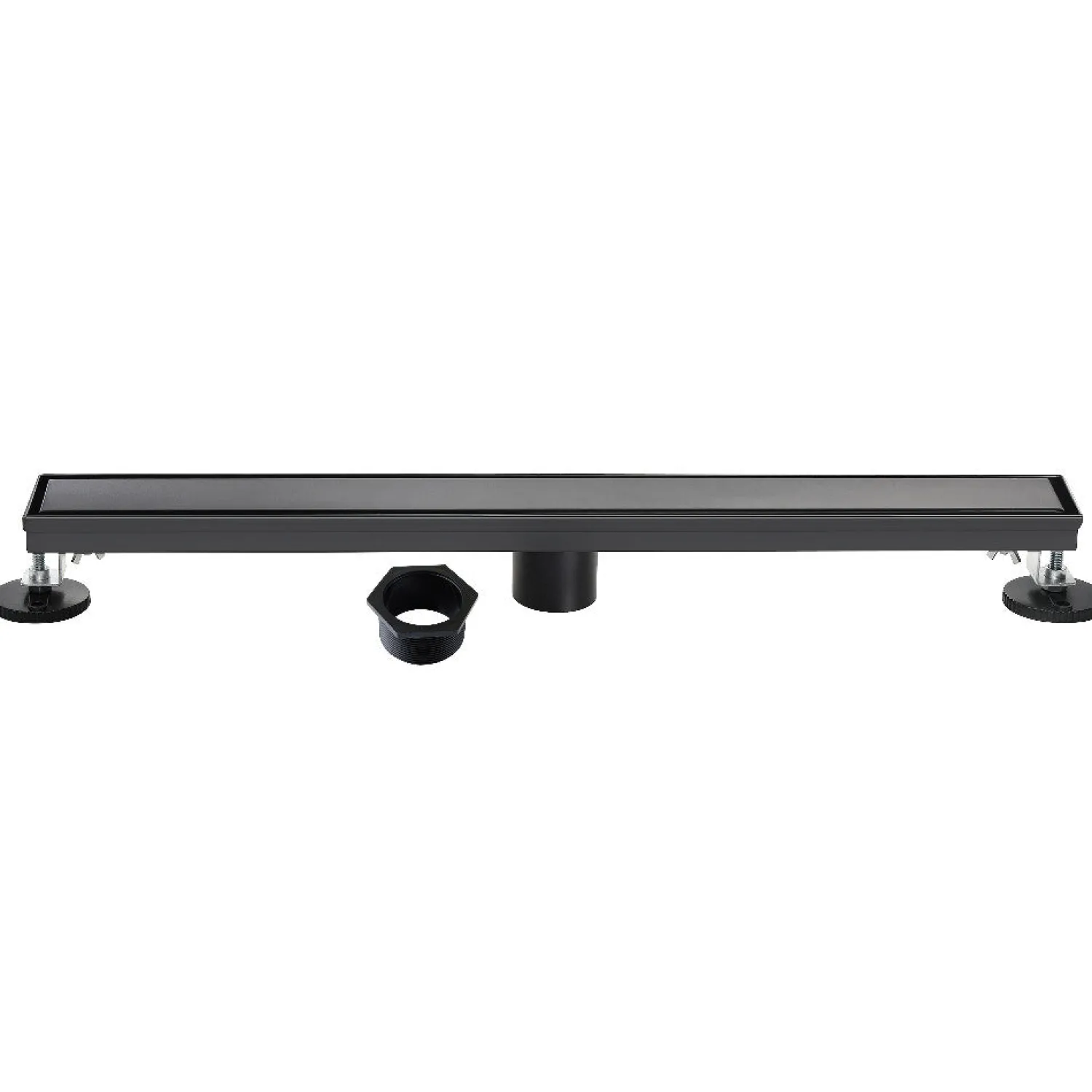 Best 28" Stainless Steel Linear Shower Drain with Tile Insert & Flat Grate in Matte Black Shower Drains