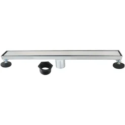 Hot 24" Stainless Steel Linear Shower Drain with Tile Insert & Flat Grate in Chrome Shower Drains