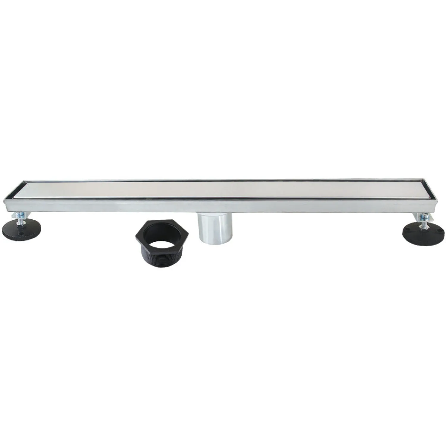 Hot 24" Stainless Steel Linear Shower Drain with Tile Insert & Flat Grate in Chrome Shower Drains
