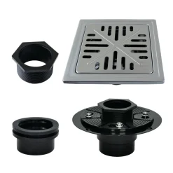 New 6" Stainless Steel Square Grid Shower Drain with Flange Shower Drains
