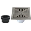 New 6" Stainless Steel Square Shower Drain with Flange and Hair Trap, Polished Stainless Steel Shower Drains