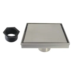 Outlet 6" Stainless Steel Square Shower Drain in Brushed Nickel Shower Drains