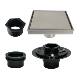 Hot 4" Stainless Steel Square Shower Drain with Flange Shower Drains