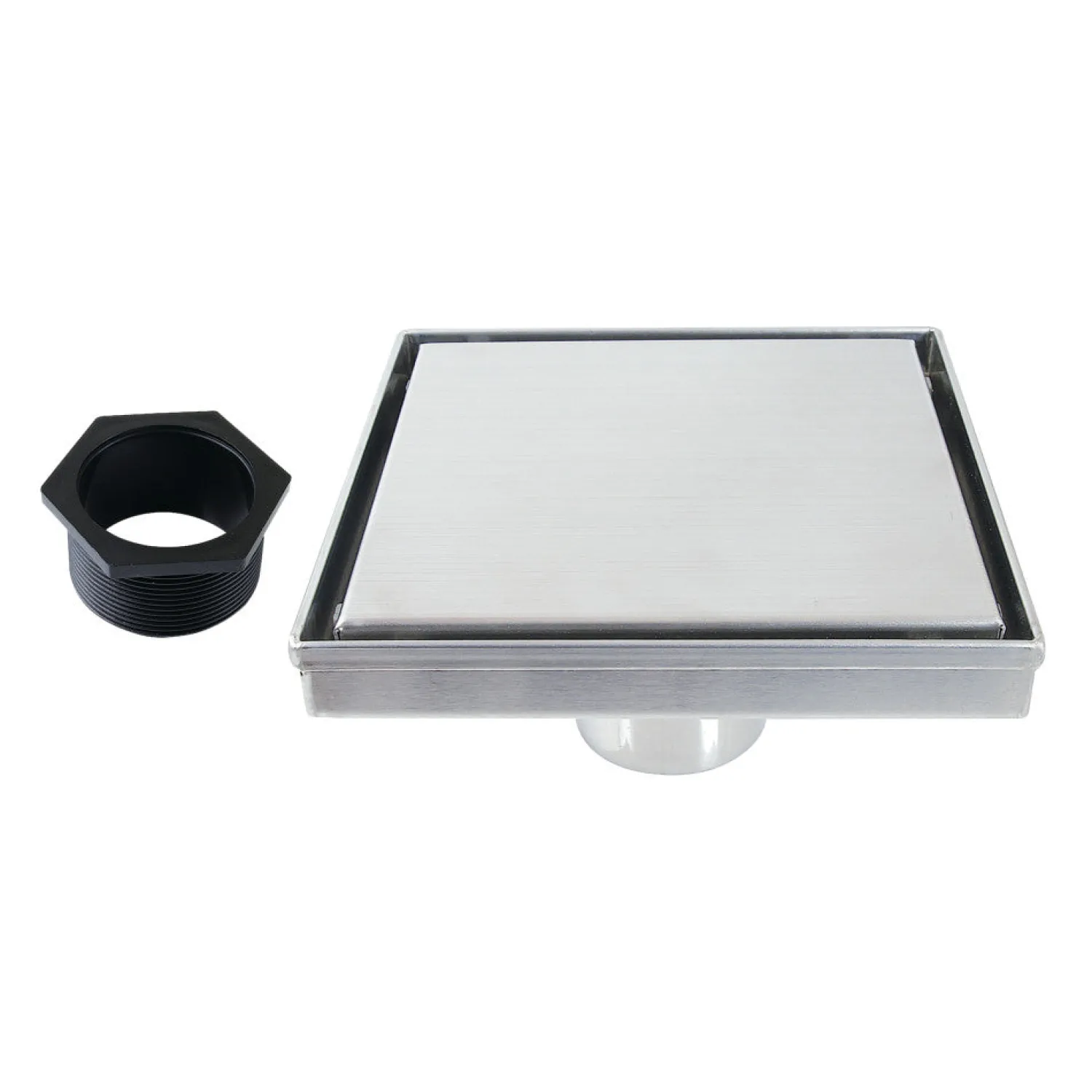 Online 6" Stainless Steel Square Shower Drain in Chrome Shower Drains