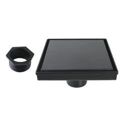 Clearance 6" Stainless Steel Square Shower Drain in Matte Black Shower Drains