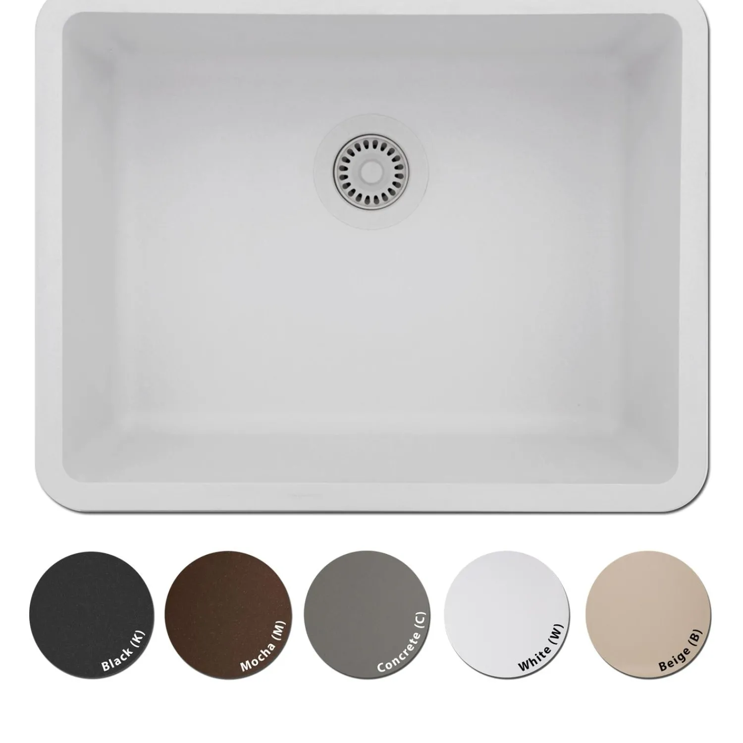 Standard Size Rectangle Quartz Composite Kitchen Sink Single Bowl Sinks|Undermount Sinks