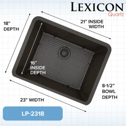 Standard Size Rectangle Quartz Composite Kitchen Sink Single Bowl Sinks|Undermount Sinks