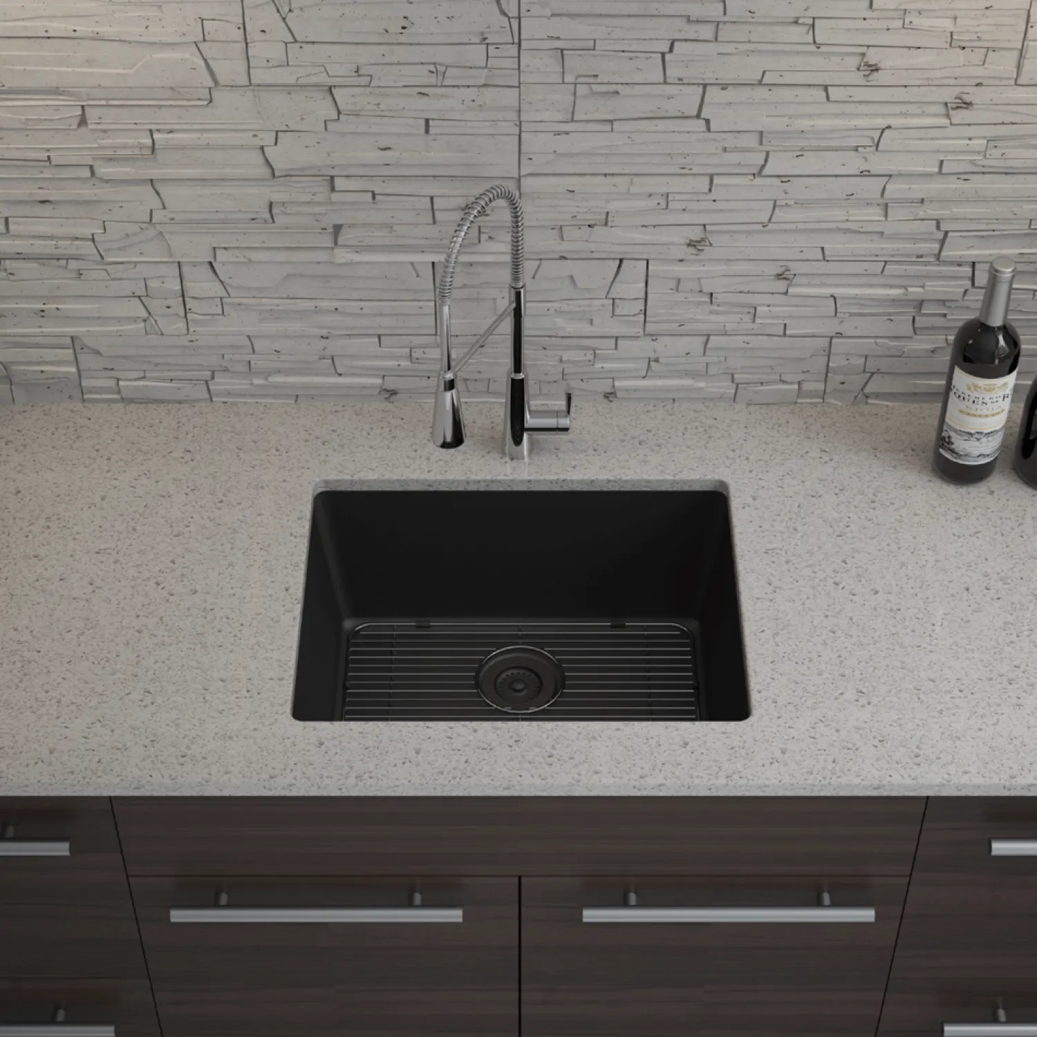 Standard Size Rectangle Quartz Composite Kitchen Sink Single Bowl Sinks|Undermount Sinks
