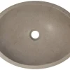 Hot Stone Canoe Sink in Honed Molly Grey Marble Above Counter / Vessel Sinks