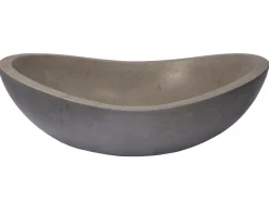 Hot Stone Canoe Sink in Honed Molly Grey Marble Above Counter / Vessel Sinks