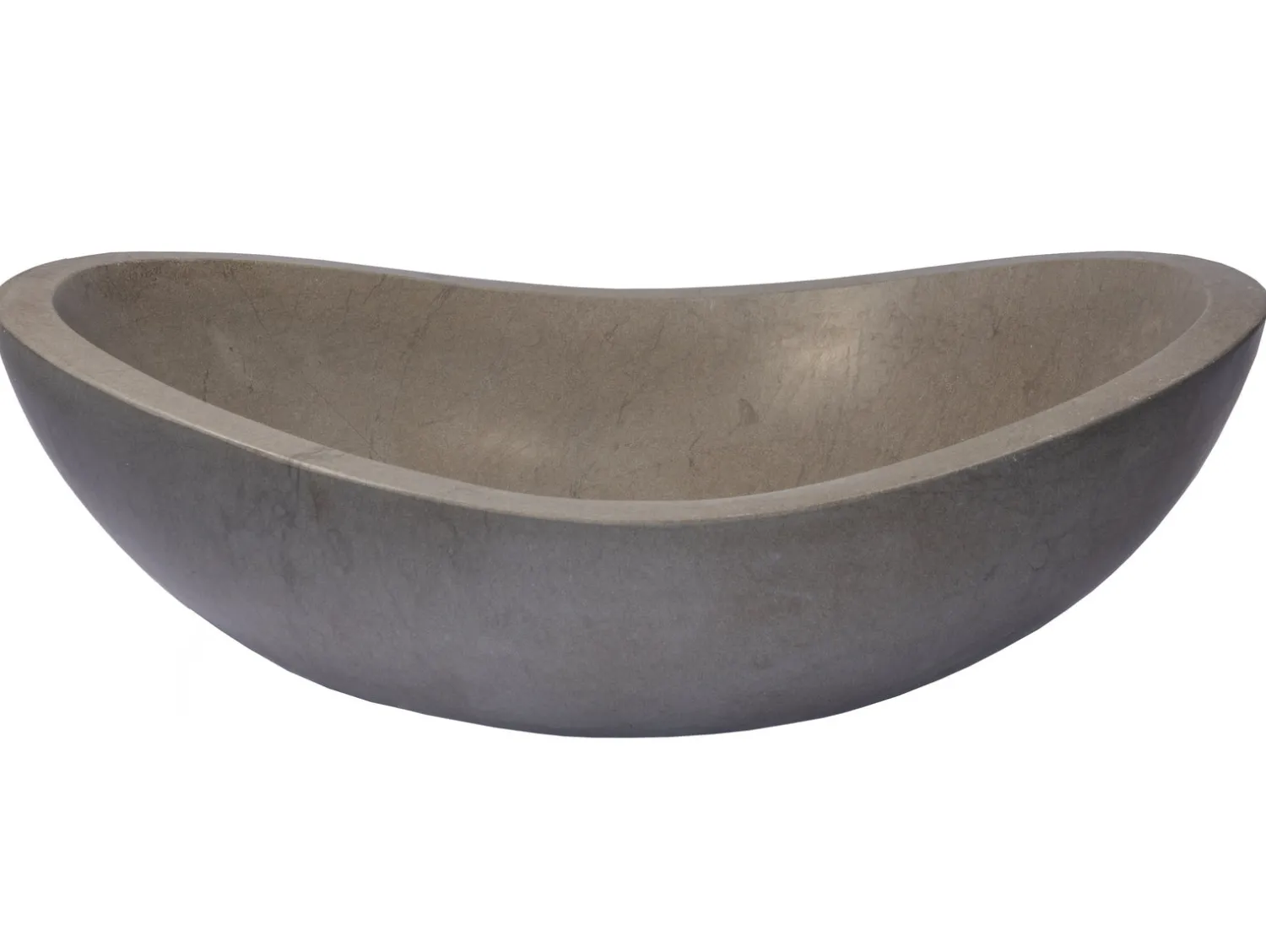 Hot Stone Canoe Sink in Honed Molly Grey Marble Above Counter / Vessel Sinks