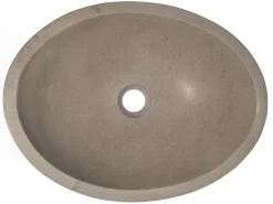 Hot Stone Canoe Sink in Honed Molly Grey Marble Above Counter / Vessel Sinks
