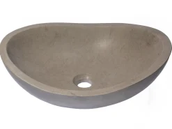 Hot Stone Canoe Sink in Honed Molly Grey Marble Above Counter / Vessel Sinks