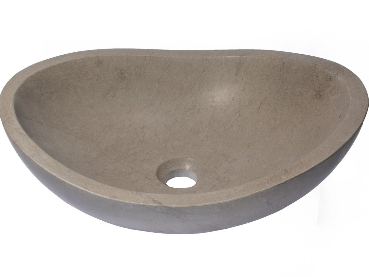 Hot Stone Canoe Sink in Honed Molly Grey Marble Above Counter / Vessel Sinks