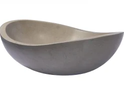 Hot Stone Canoe Sink in Honed Molly Grey Marble Above Counter / Vessel Sinks