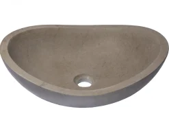 Hot Stone Canoe Sink in Honed Molly Grey Marble Above Counter / Vessel Sinks