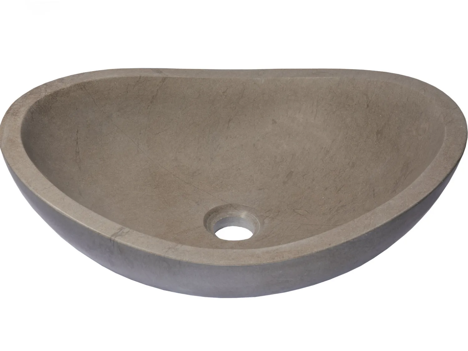 Hot Stone Canoe Sink in Honed Molly Grey Marble Above Counter / Vessel Sinks
